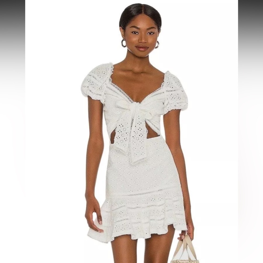 V. Chapman Praline Mini Dress in White 4 Womens Eyelet Cut Out